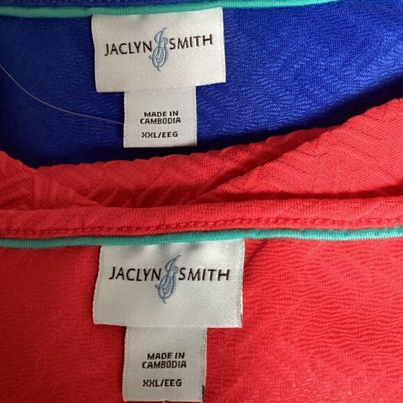 Bundle of 2 Jaclyn Smith Short Sleeve Knit Tops 2XL Blue & Red NWT #169H - Picture 9 of 11